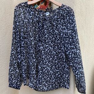 OLD NAVY Top Tunic Black White Semi Sheer Size Large